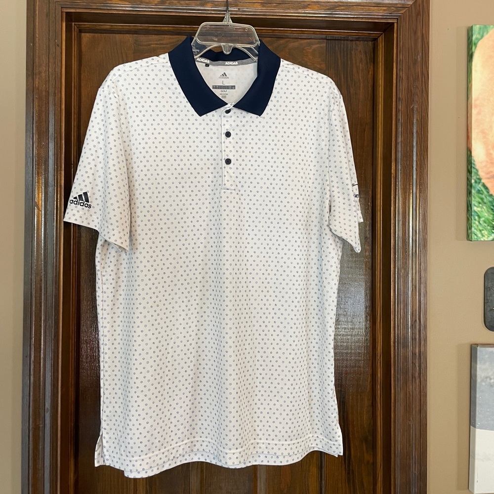adidas White and Navy Polo Shirt